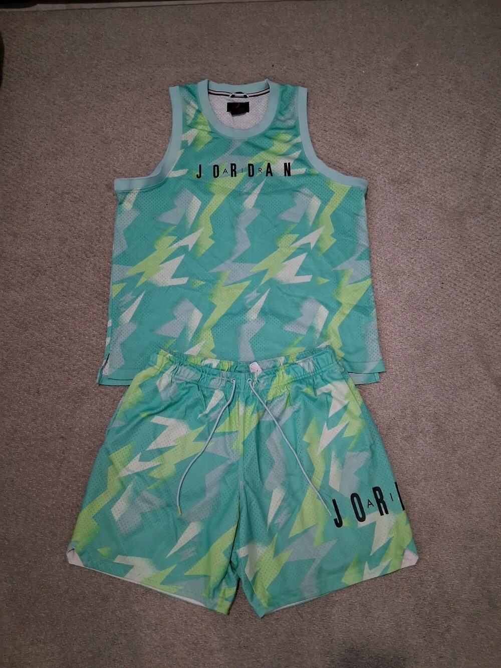 Nike Air Jordan Jumpman Sunset Pulse Mesh Basketball Set Jersey L Shorts XL Set